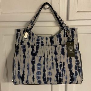NWT Vince Camuto Lamb Leather Tote Handbag Eliza Shibori